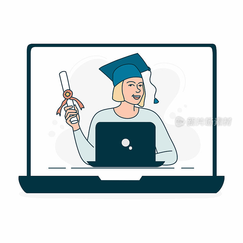 E-Learning, Online Education, Home Schooling Concept Vector插图